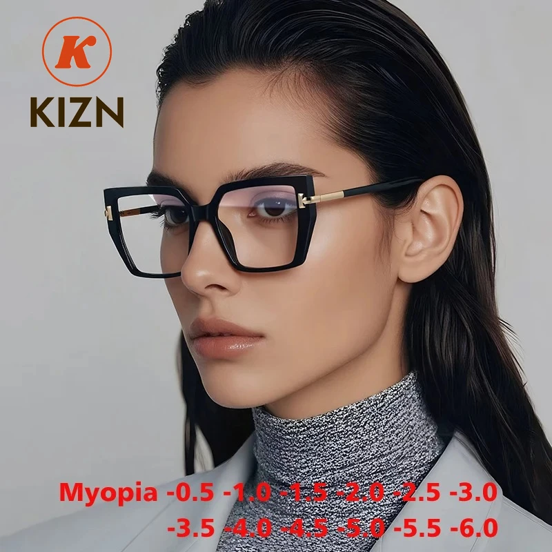

Очки KIZN 2026: Новые модные женские очки с большой квадратной оправой для коррекции близорукости, с защитой от синего света, по индивидуальному рецепту, утолщенные, от -0.50 до -10.