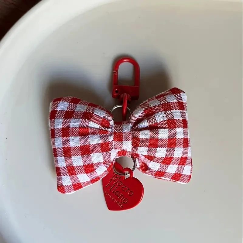 Sweetheart Candy-Colored Gingham Bow Bag Charm