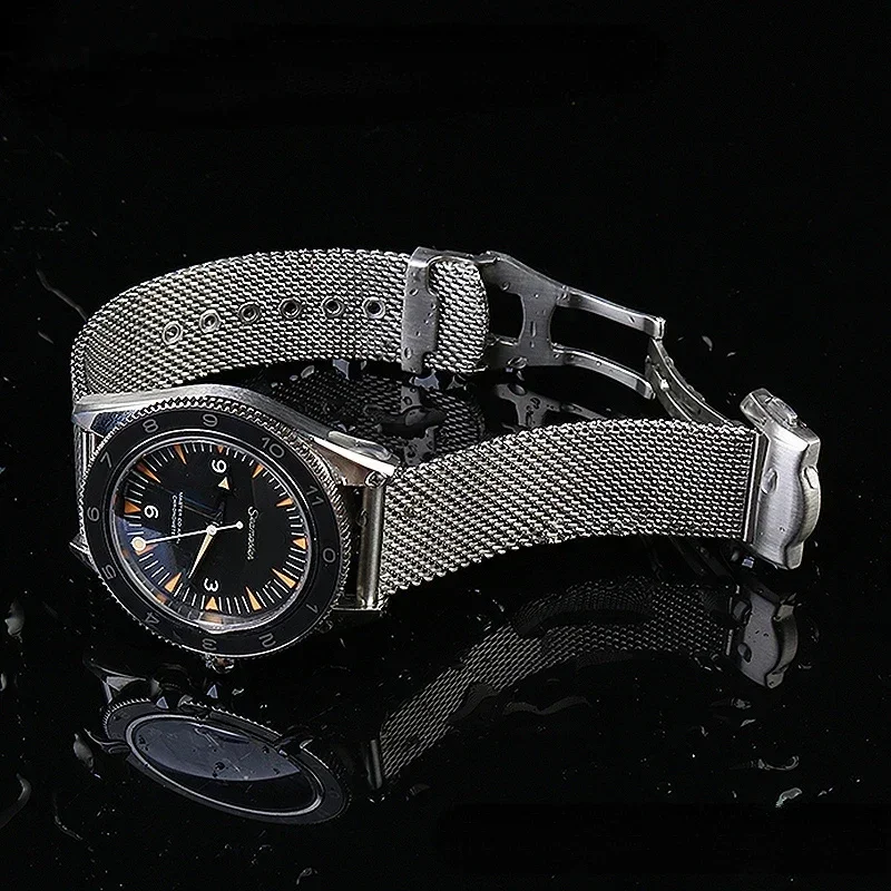 High Quality Titanium steel 20mm Chain Strap For Omega 007 Seamaster Diver 300 Watch Band Replace Milanese Stainless Bracelet