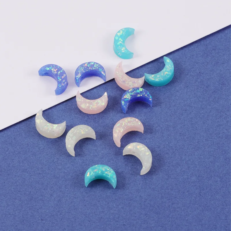 30Pcs/Lot 7*10.5mm Opal Synthetic Fire Opal Moon Beads Opal Bead 1.5mm Hole Charms For DIY Necklace Bracelet Jewelry