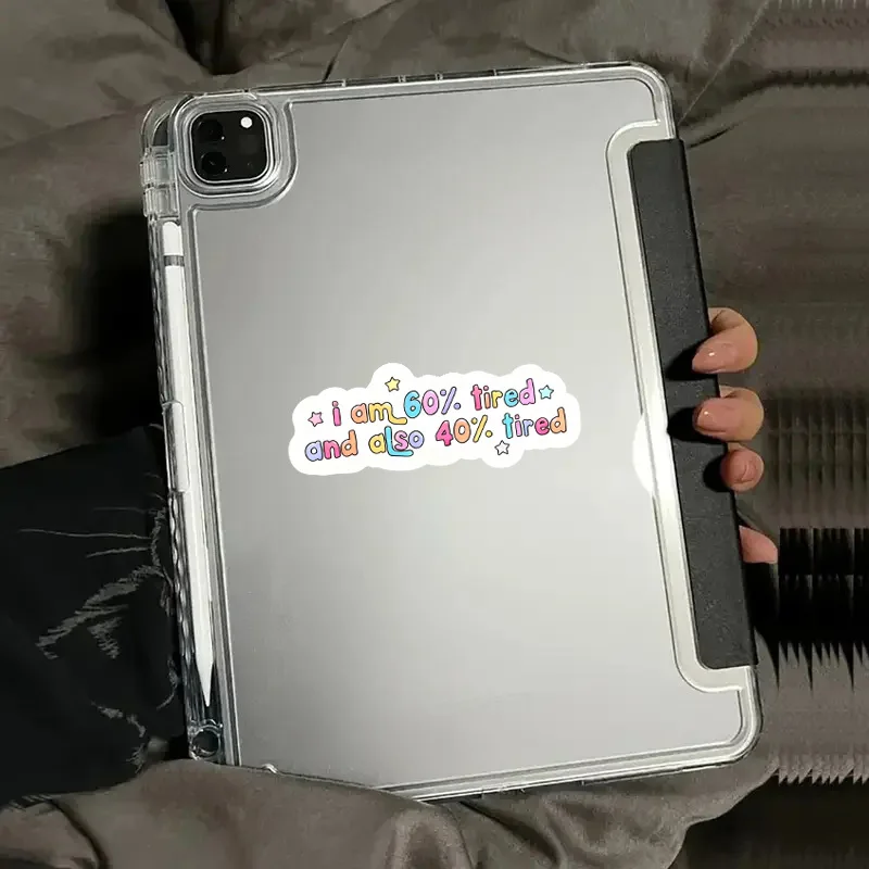 Tired and tired stickers, self love gifts, hand drawn art, stress mountain, mental health stickers