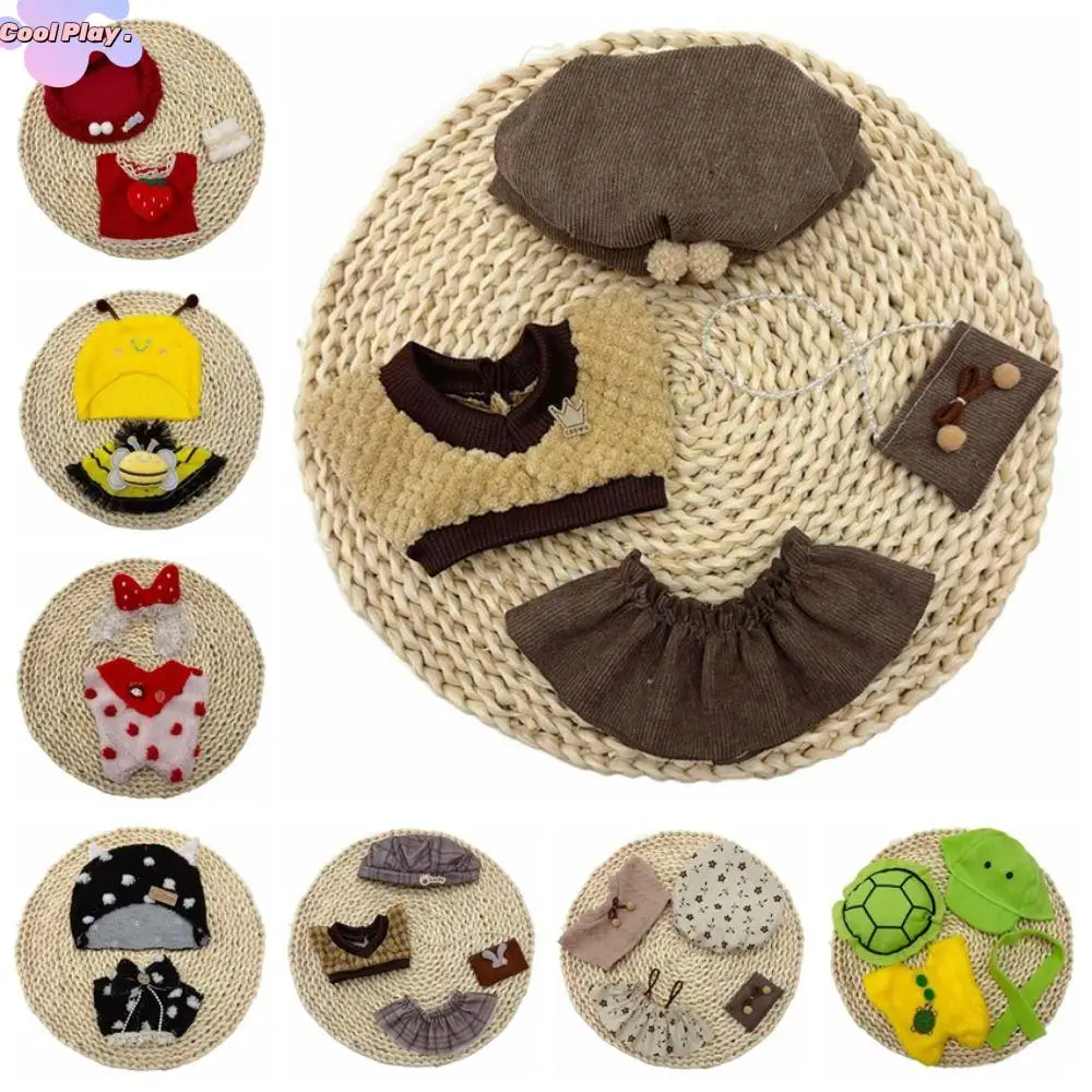 

Dress Up 20cm Cotton Doll Clothes Doll Clothes Onesuit Doll Winter Outfit Head Cover Plush Star Doll Clothes Doll Accessories
