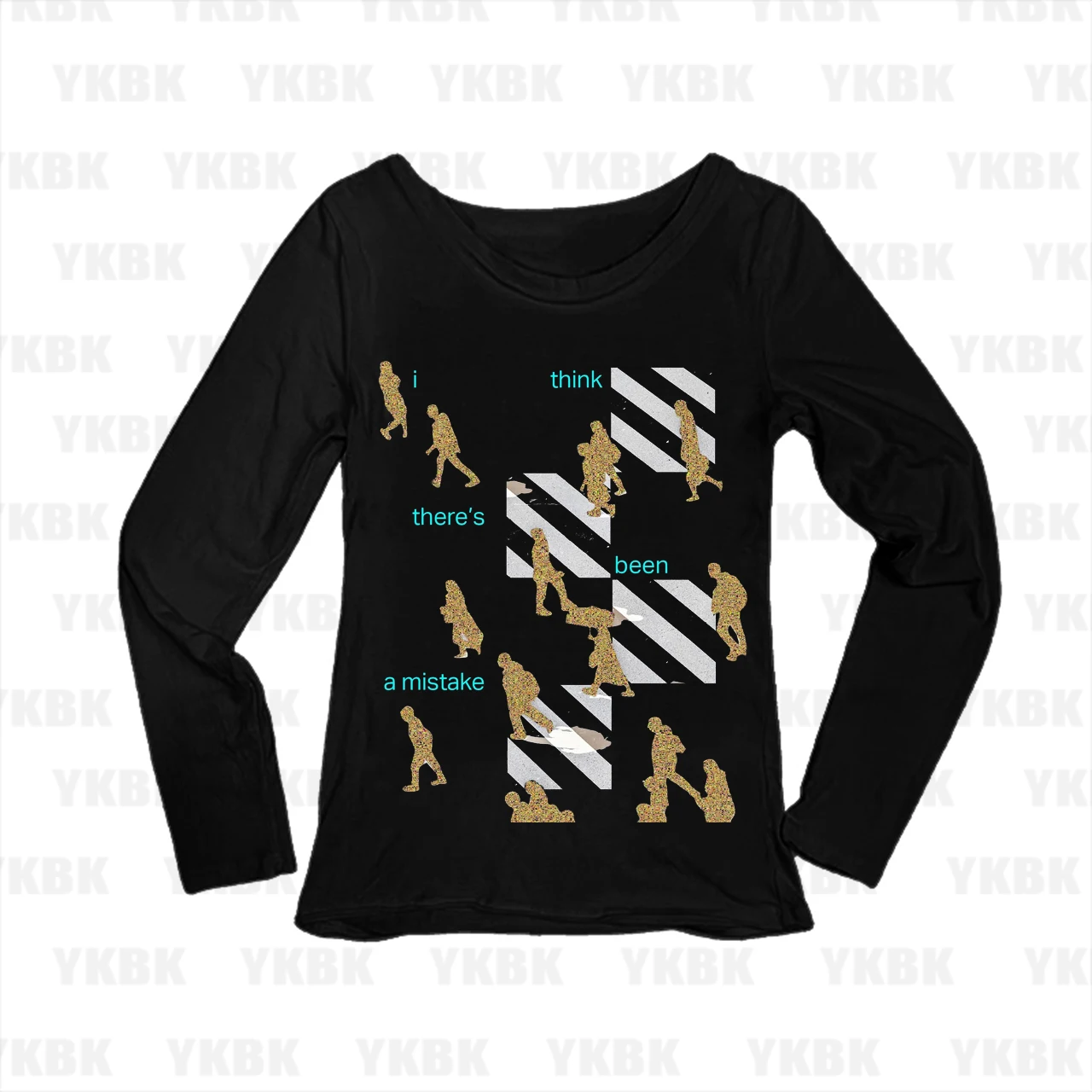 Grunge Y2K Women Long Sleeve Tee Abstract Crowd Silhouette Text Graphic Vintage Aesthetic Slim Fitted Top