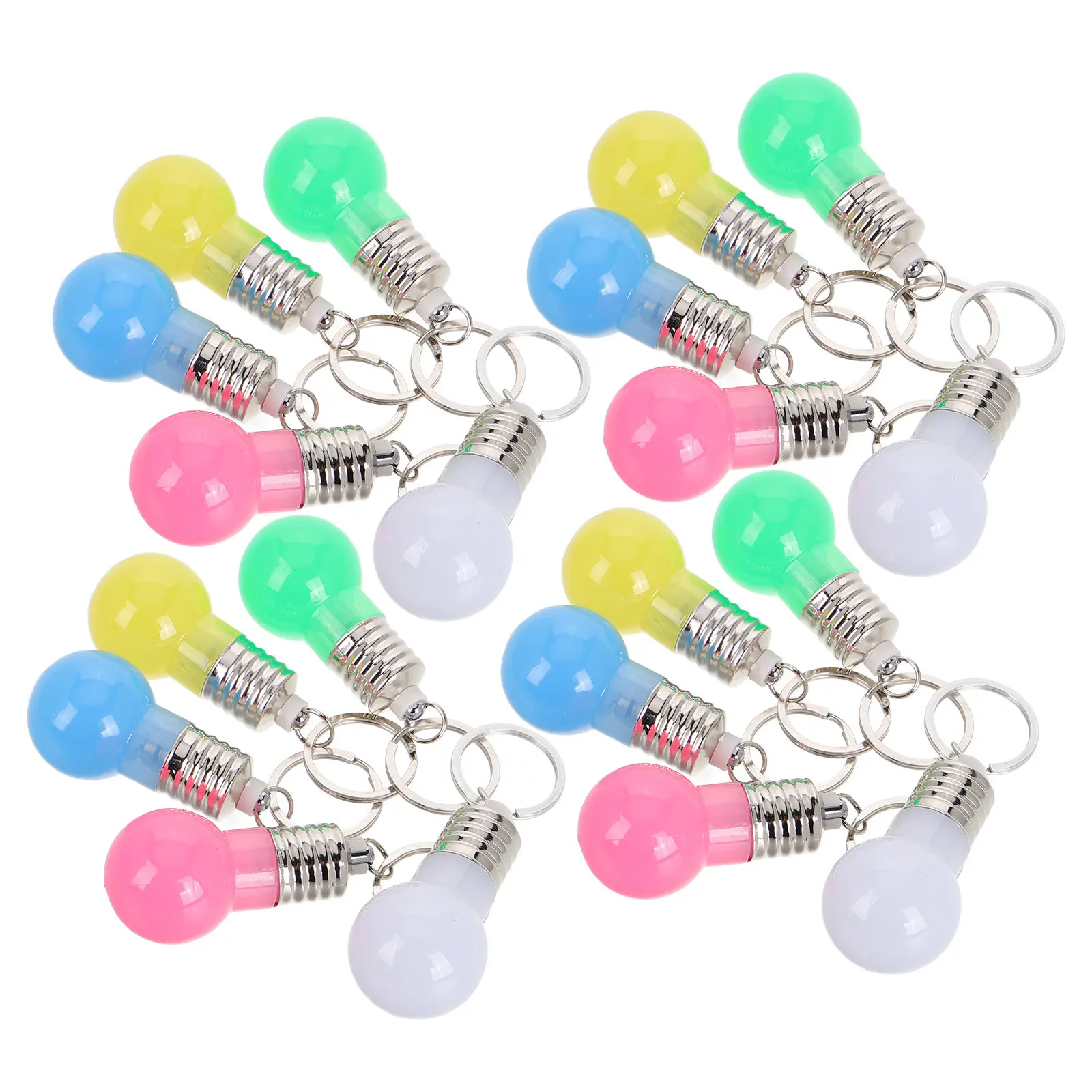 21Pcs Mini LED Lightbulb Key Chain Keyrings Colorful Flash Keychain Pendant for Bag Car Key Decoration Unique Design Keychain