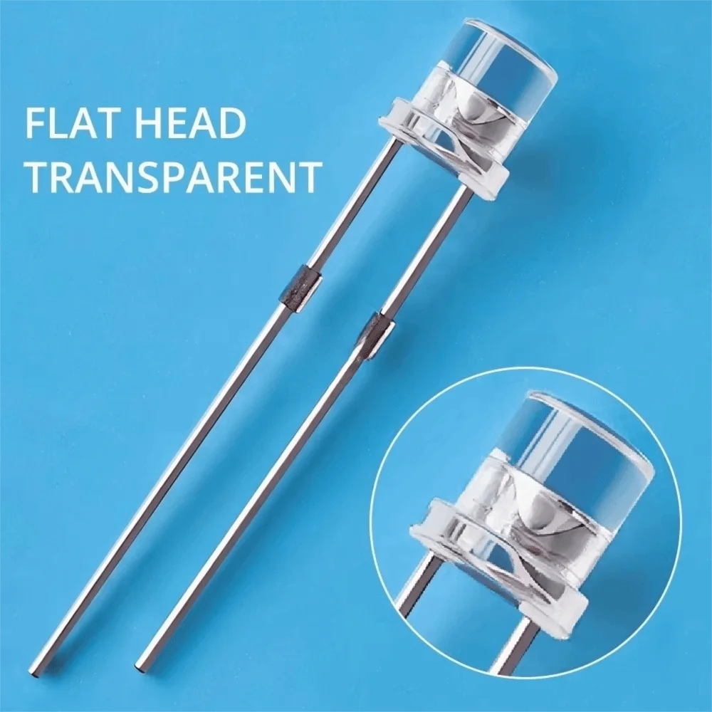 100Pcs Wide Angle LEDs Flat Top LED Diodes Ultra Bright Water Clear Lens Light Emitting Bulbs Wide Angle Energy Saving