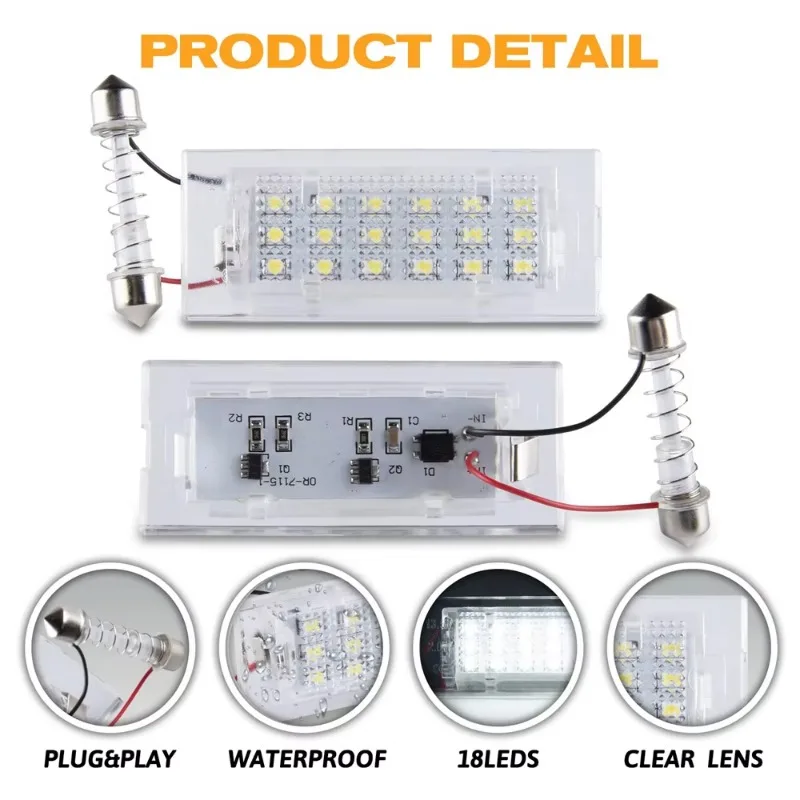 Xenon White OEM Fit 3W Full LED for BMW E83 X3 2004-2009 for BMW 2001-2006 E53 X5 License Plate Light Can Bus Error Free