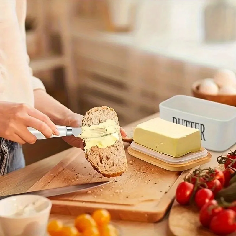 YFY ceramic butter box rectangular butter sealed  butter refrigerated  storage box with wooden lid