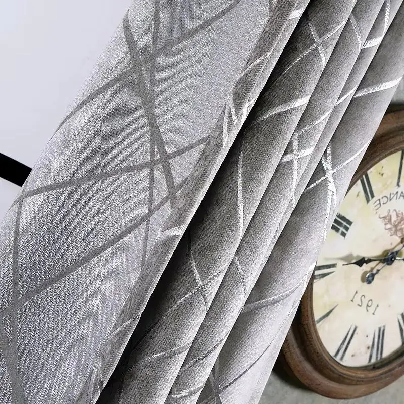 

Custom Size Modern Curtains for Living Room Bedroom Dining Luxury Gray Coffee Beige Striped Window Drape Blackout Finished Lace