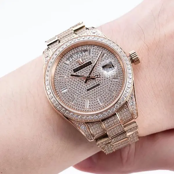 OBLVLO ساعة أوتوماتيكية للرجال 40 ملم ساعة يد ميكانيكية 5ATM مضيئة تقويم مزدوج أسبوع، تاريخ Miyota8285 قرص كريستالي كامل