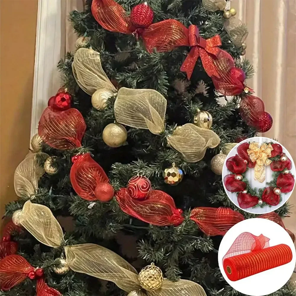 

1PC Christmas Tree Decorations with Ribbons DIY Ribbons Christmas Decor Door Ribbons Ornaments Bows Welcome The New Year 2025