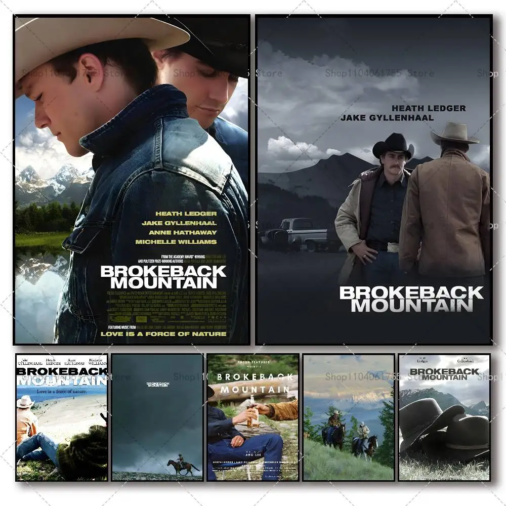 Klassische romantische Filmplakate „Brokeback Mountain“, hochwertige, selbstklebende Wandkunst-Dekorationen, farbige Drucke, klebrig