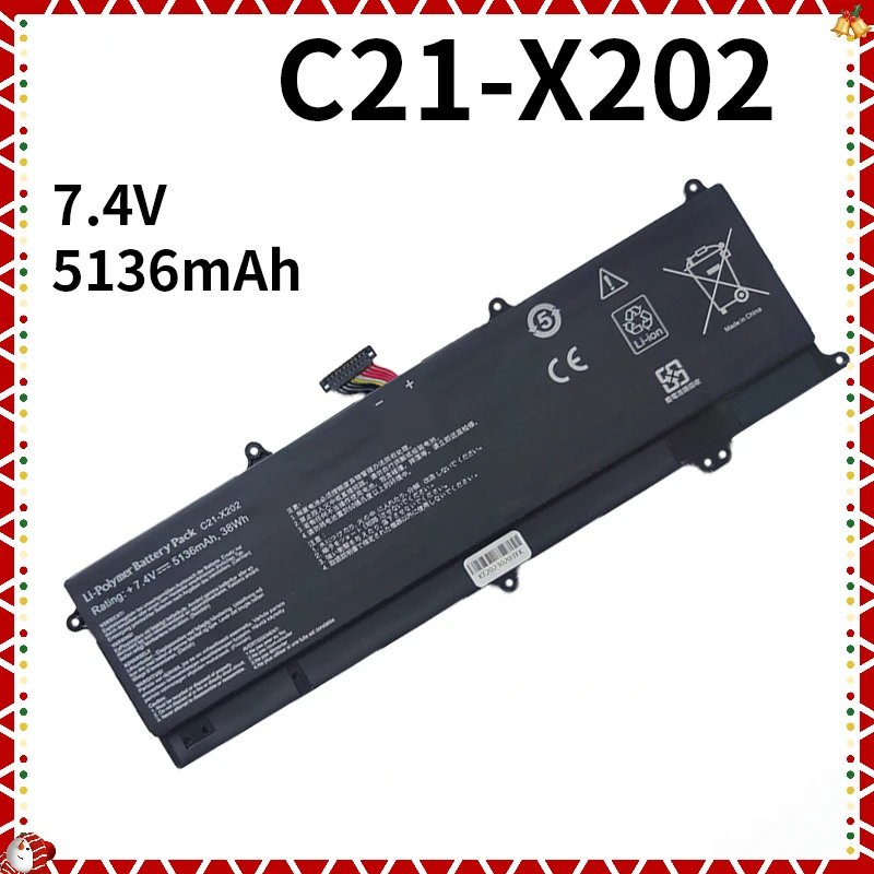 New C21-X202 Laptop Battery For ASUS VivoBook S200 S200E X201 X201E X202 X202E S200E-CT209H S200E-CT182H S200E-CT1 5136mAh