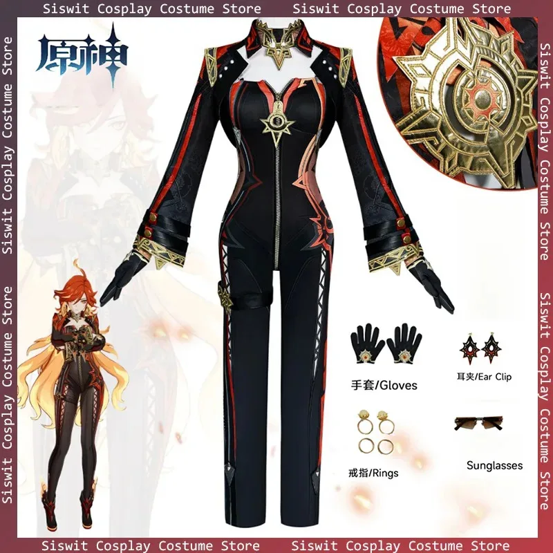 

Game Genshin Impact Mavuika Pyro Archon Costumes Cosplay Uniform Sunglasses Ear Clip Full Set Comic Show Dress Up Women Suits