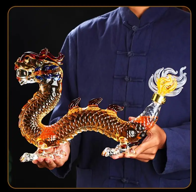 Dragon shaped Chinese Zodiac whiskey decanter Glass Alcohol Bottle for Liquor Scotch Bourbon Gifts for Men Him 1000ML - Image 6