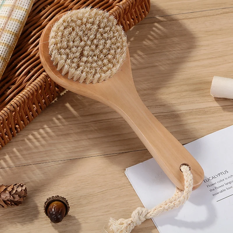 2 drewniane szczotki do kąpieli z długimi szczotki do kąpieli szczotka do szorowania szczotką do kąpieli z okrągłą główką