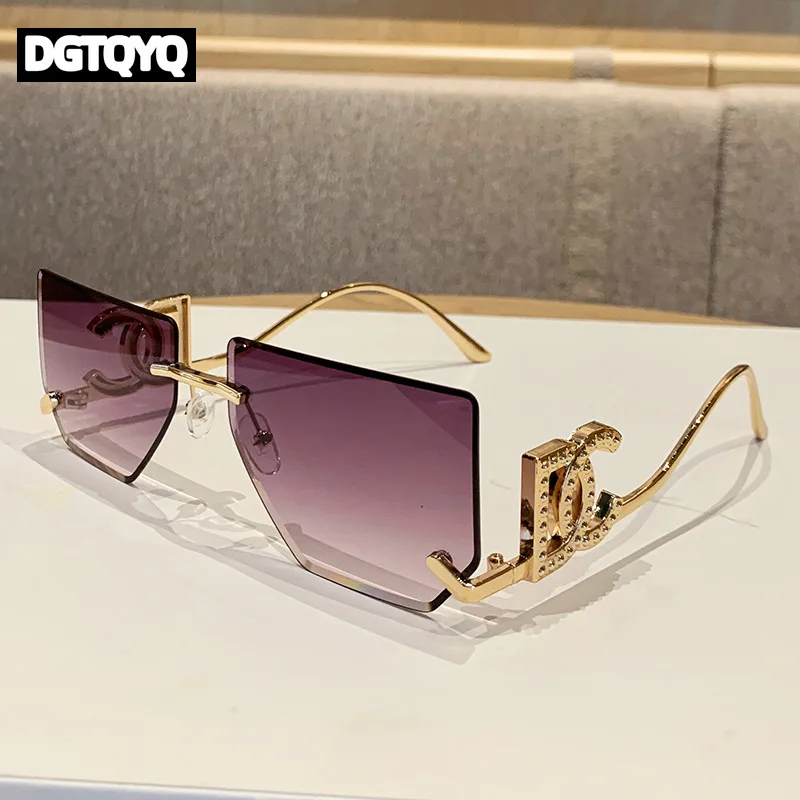 

Модные дизайнерские солнцезащитные очки класса люкс для женщин 2026: винтажные безободковые квадратные очки с надписью, летние трендовые очки для путешествий