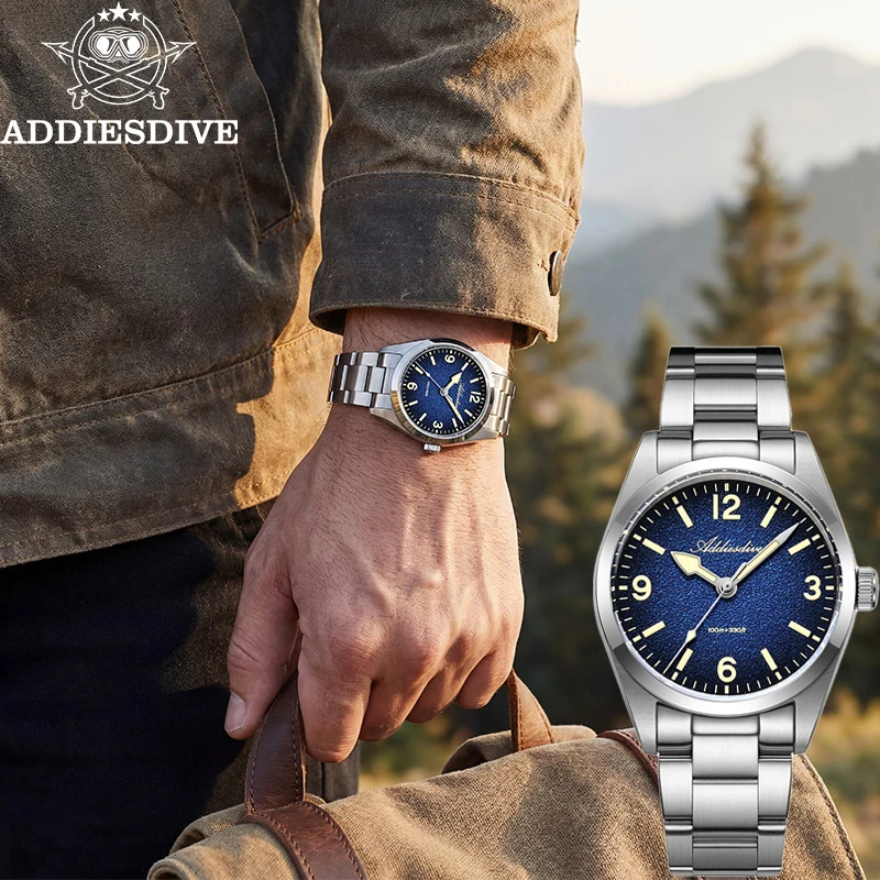 

ADDIESDIVE Watches for Men AD2544 Luxury Quartz 100M Dive Watch 316L Stainless Steel C3 Retro Luminous Sapphire New Wristwatch