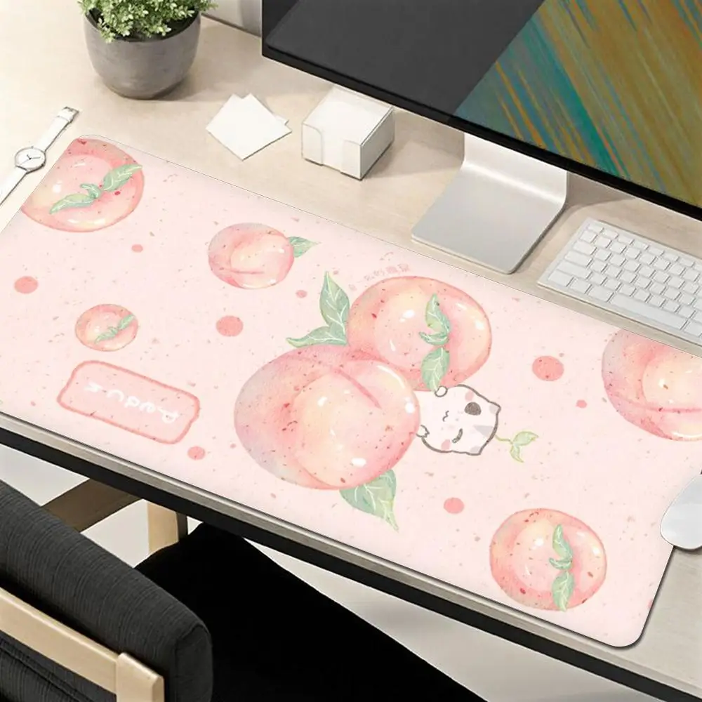 Cute Peach XXL Large Mouse Pad Computer Desk Mat Office Carpet Keyboard Pink Kawaii PC Mousepads Fruit Mause Rugs Strawberry