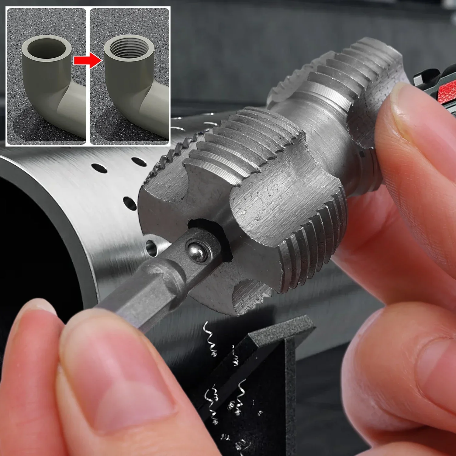 PVC Water Pipe Inner Hole Opener 4/6 Points Electric Drill Water Pipe Tapping Tools Internal Thread Maker Hand Plumbing Tools