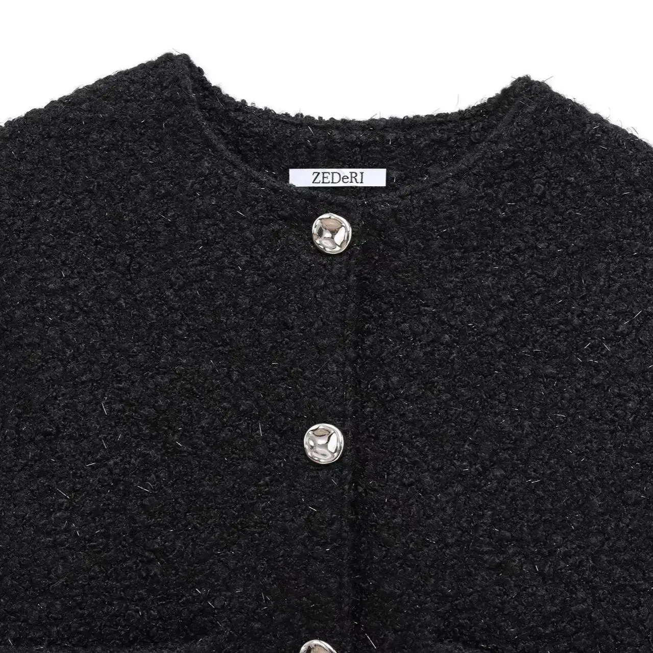 

Women's Autumn Winter ort Jaet Fce Lined Polyester Fiber Sparkling Circle Jaet 87050625 Color Faion Outerwear