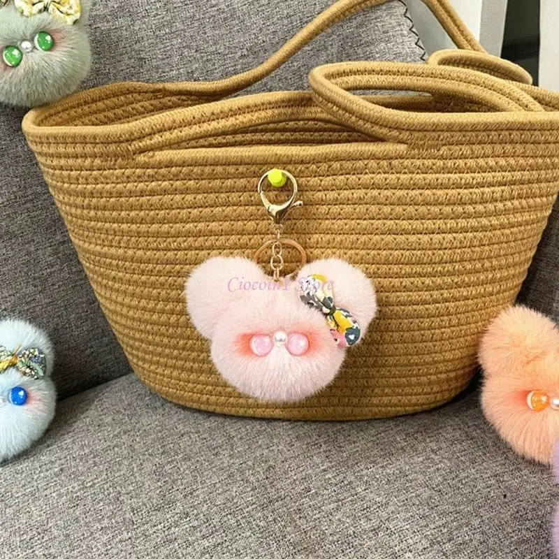 Y1UB Hairball pluche hangers rugzak ornament kleding accessoire pluche sleutelhanging vrouwelijke portemonnee