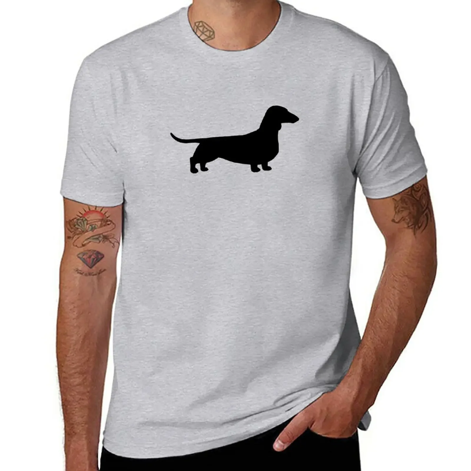 New Dachshund Dog Silhouette(s) Smooth Coated Wiener Dog T-Shirt plain t-shirt custom t shirts design your own mens t shirt