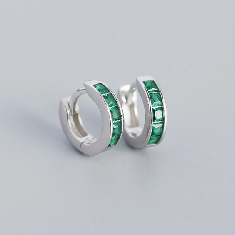 

925 Sterling Silver Ear Needle Classic Retro Silver Green Series Hoop Earrings Pendant Women's Light Luxury Fashion Accessories