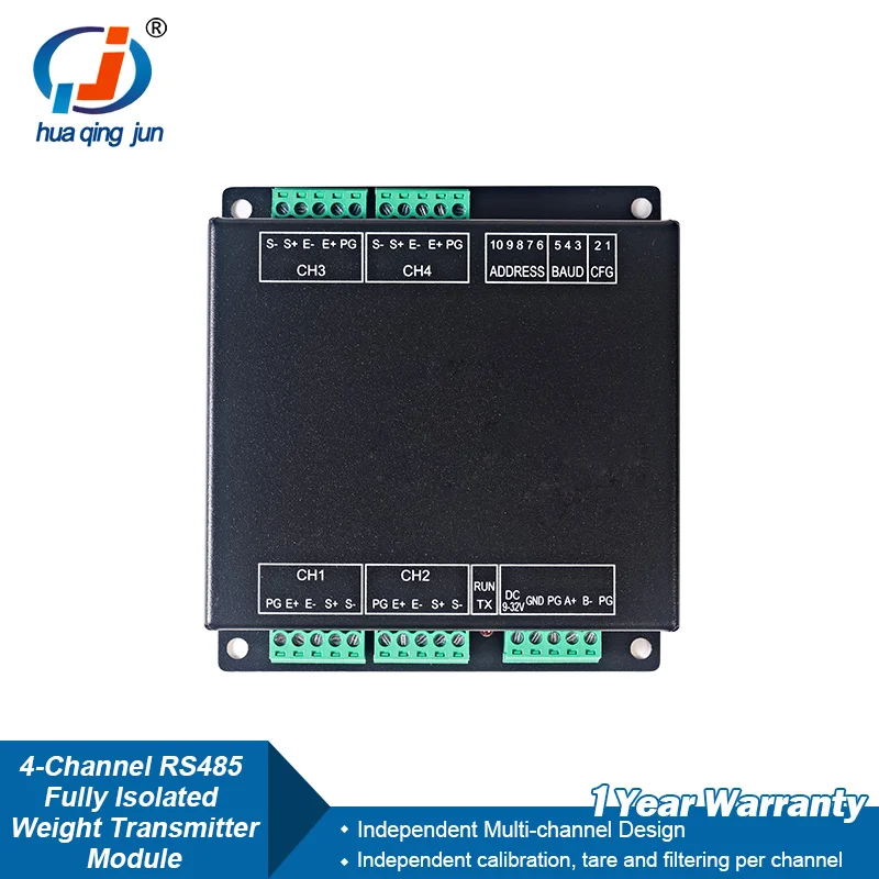 huaqingjun-4-channel-fully-isolated-weighing-rs485-communication-module-high-precision-digital-weighing-transmitter
