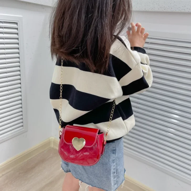 Lovely Patent Leather Chain Bag Crossbody Bags Cute Little Girls Mini Shoulder Bag for Kids Fashion Coin Purse Small Handbags