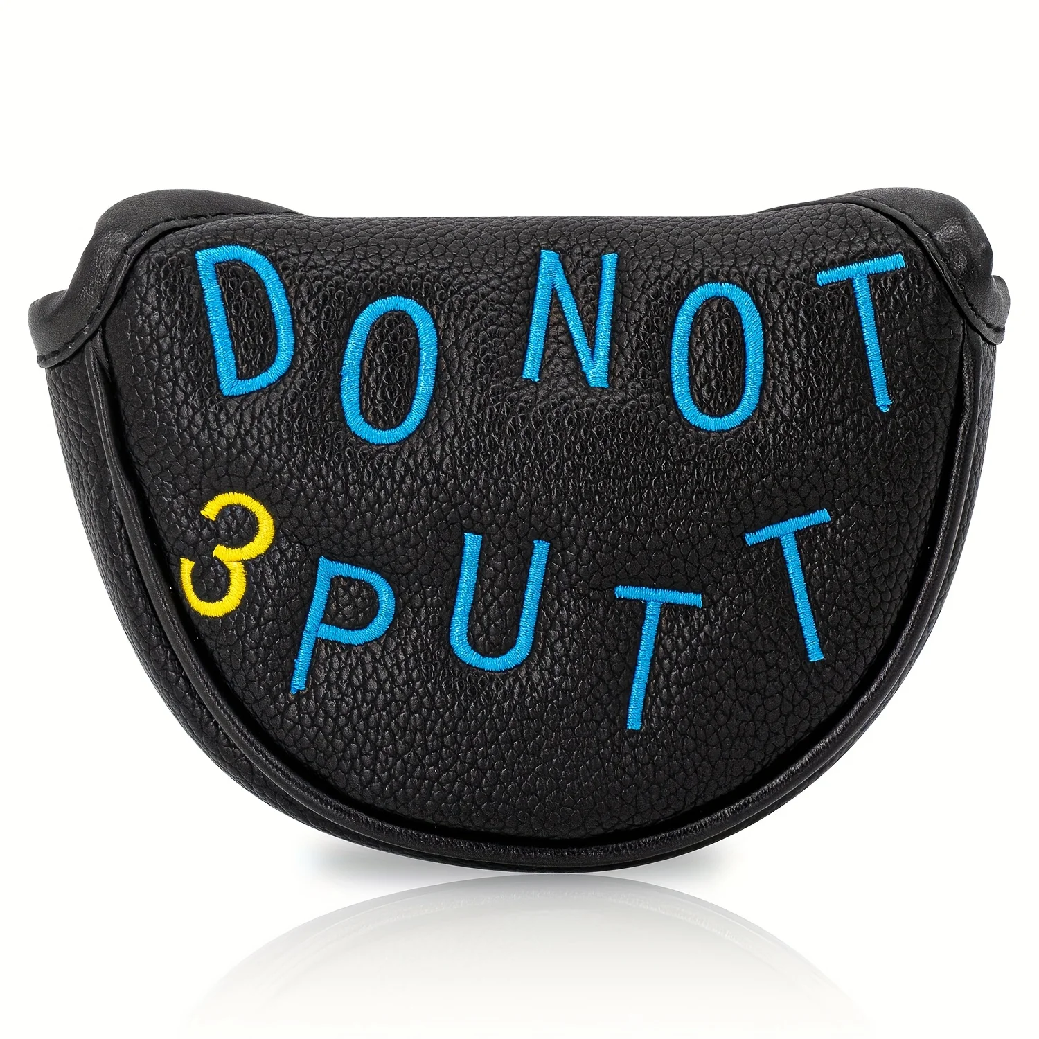 Sleek Minimalist Golf Putter Head Cover - Durable Synthetic Protective Gear with 'DON'T PUTT' Design, White & Black image 3