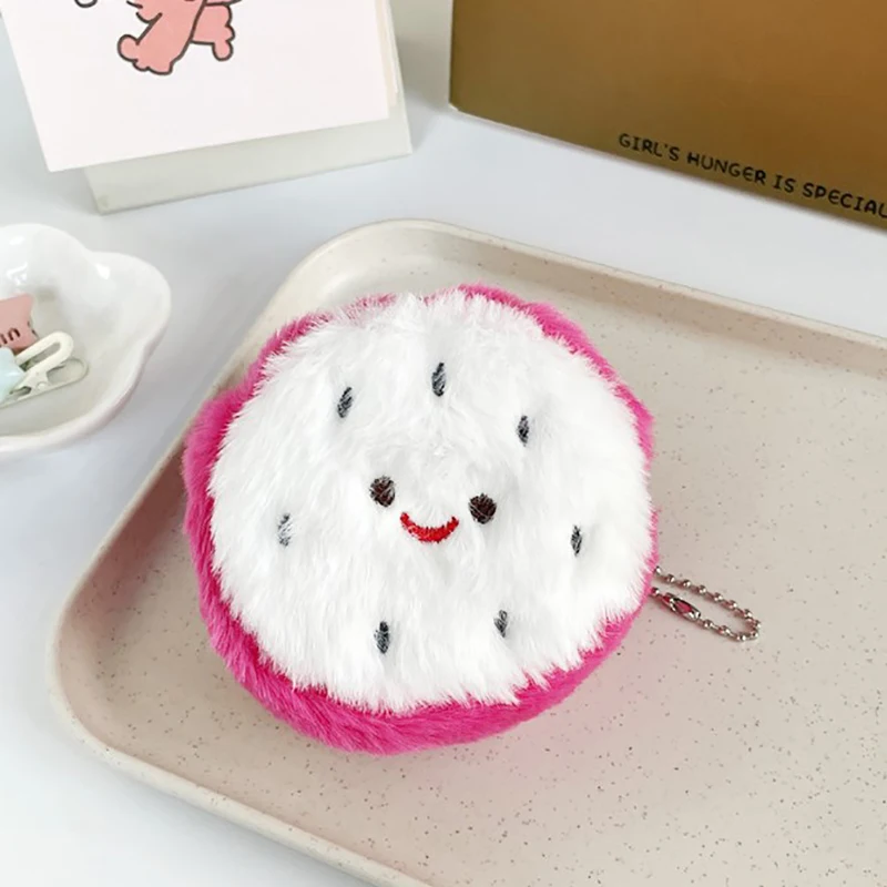 11cm Kawaii Cartoon Mini Apple Plush Zero Wallet Cute Red Apple Fruit Coin Purse Kids Wallet Headphone Key Storage Bag Girl Gift