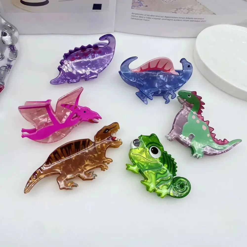 Cute Acrylic Dinosaur Hair Claws Cartoon Funny Chameleon Crab Hair Clips Sweet Hairpins For Women Girls Hair Accessories