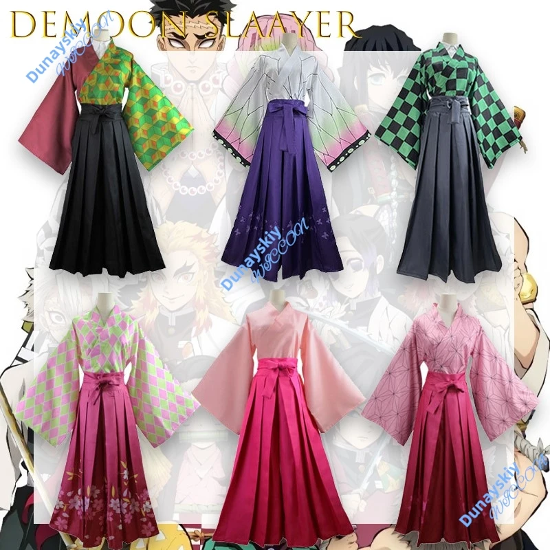 

Tanjirou Nezuko Mitsuri Kanao Demon Косплей Кимоно Аниме Костюм Костюм с Персонажем Парик