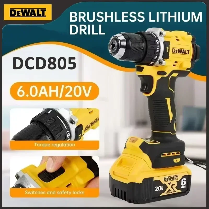 

DEWALT DCD805 Brushless Impact Drill Cordless Electric Screwdriver Multi-Function Hand Drill 20V Rechargeable Power Tool