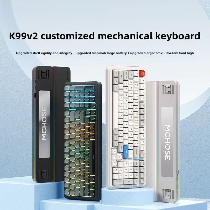 K99 V2 Custom Mechanical Keyboard Wireless Bluetooth Three Mode Game Office 98% Dedicated Side Engraved Aluminum Alloy 1600RGB