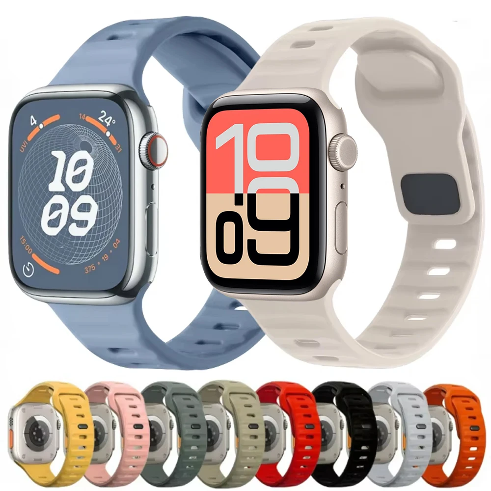 

Силиконовый ремешок для Apple watch Ultra 1/2 49 мм 9 8 7 45 мм 41 мм, мягкий высококачественный браслет для iwatch 6 5 4 3 SE 2 44 мм 40 мм 42 мм