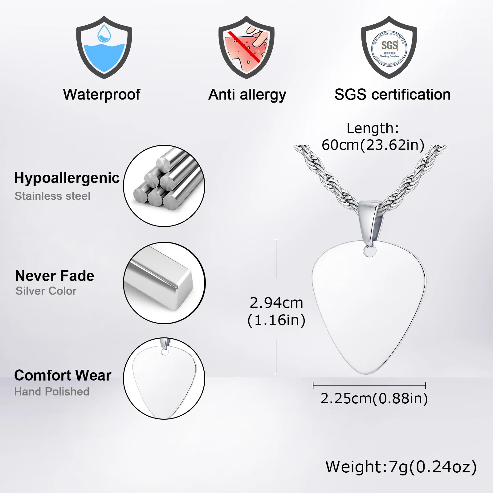 قلادة على شكل مجداف جيتار للرجال والأولاد، قلادة مجداف من الفولاذ المقاوم للصدأ عالية الجودة، هدية مجوهرات لاعب الجيتار