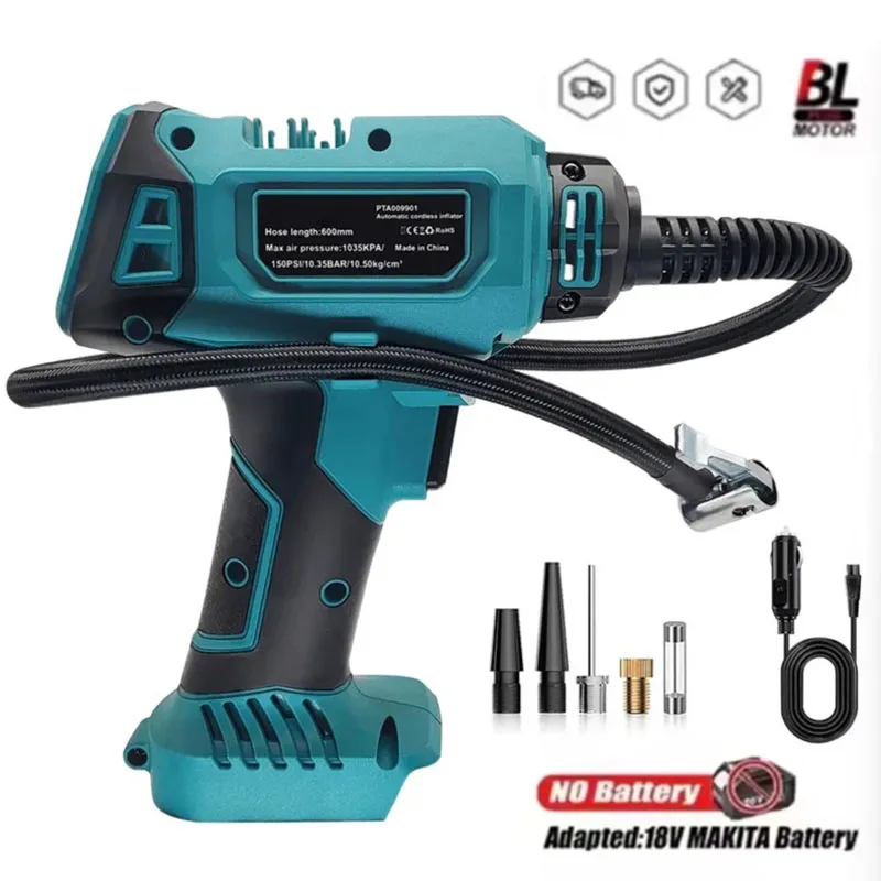 Compressore d'aria portatile per pneumatici per auto con gonfiatore automatico a batteria da 600 mm per batteria Makita 18V (senza batteria)
