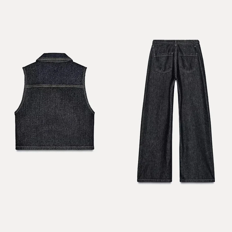 Primavera 2025 Gilet di jeans da donna Pantaloni svasati Faion Set Z Nuovo arrivo Ele Abito casual Perfetto per lavorare o giocare