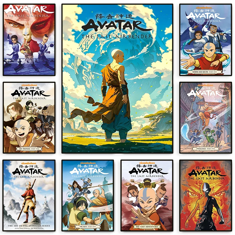 Avatar The Last Airbender Aang Fight Anime Poster Vintage Wall Art Pictures HD Print Canvas Painting Home Room Bar Decor Cuadros