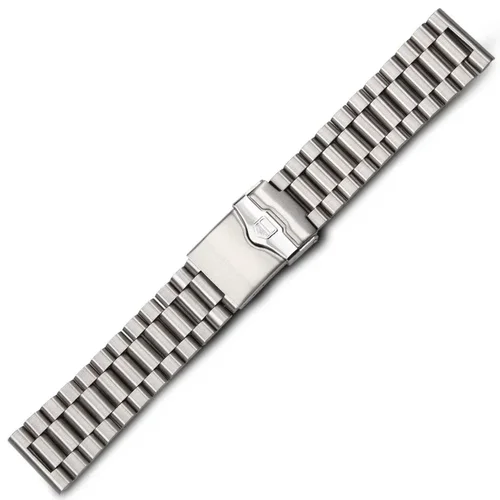 Imagen 2 del producto Correa de reloj de acero inoxidable sólido de 20mm y 22mm para TAG heuer F1, correa de reloj con botón de extremo plano, hebilla desplegable para hombres