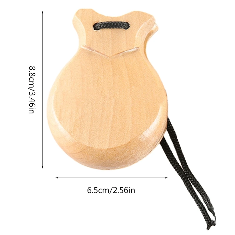 2 Pcs Wood Spanish Castanets Flamenco Dance Castanets with String Hand Clappers Children Percussion Musical Instrument