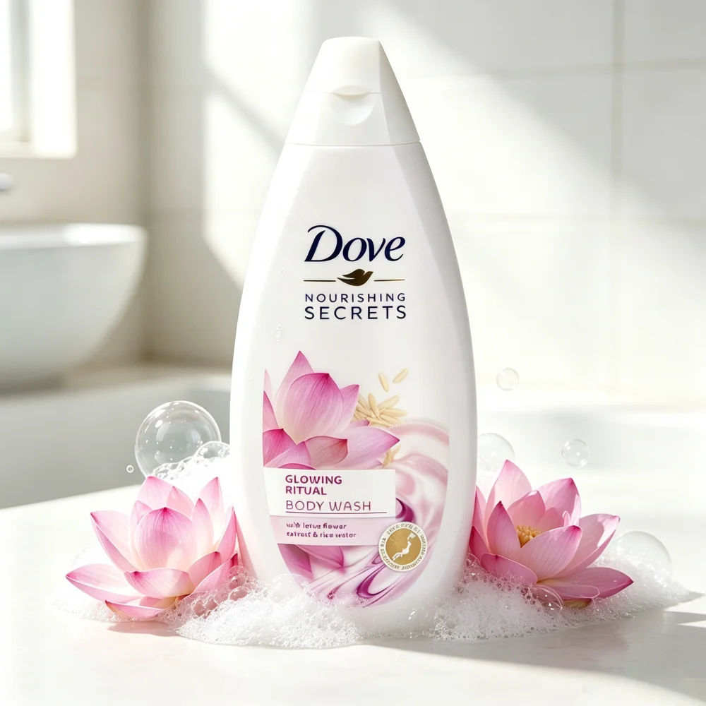 DOVE Body Wash Scrub Cleanses 3 PCS Set the Skin Evening Shampoo Body Care Skin Smooth Vanilla Avocado Long-Lasting Fragrance