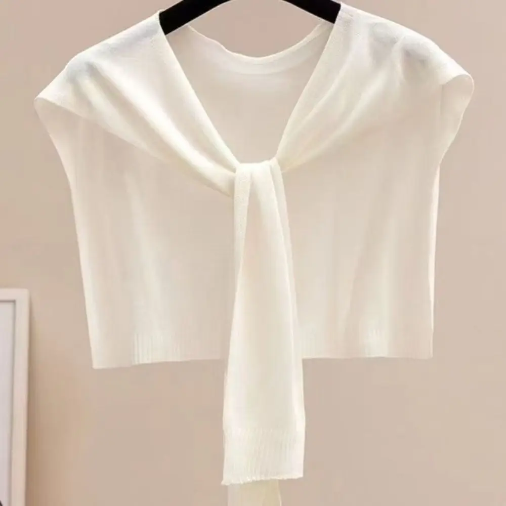All-match Cape Knitted Shawl Cloak Knot Design Neck Wrap Thin Korean Style Fake Collar Female
