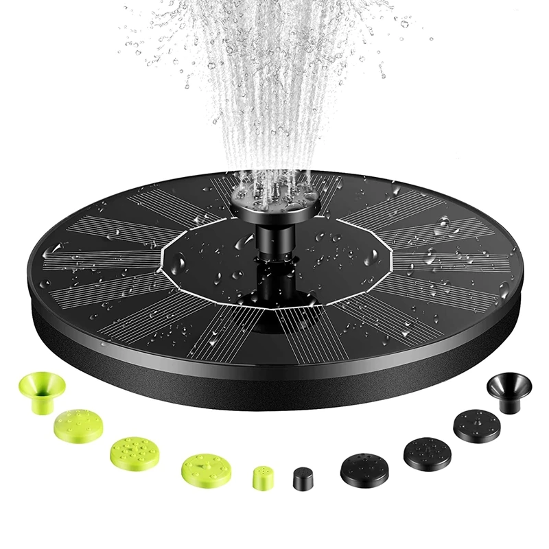 

Solar Water Fountain, 1.4W Solar Fountain Pump, Solar Bird Bath Fountain Pump With 10 Nozzles, Outdoor Solar Fountain