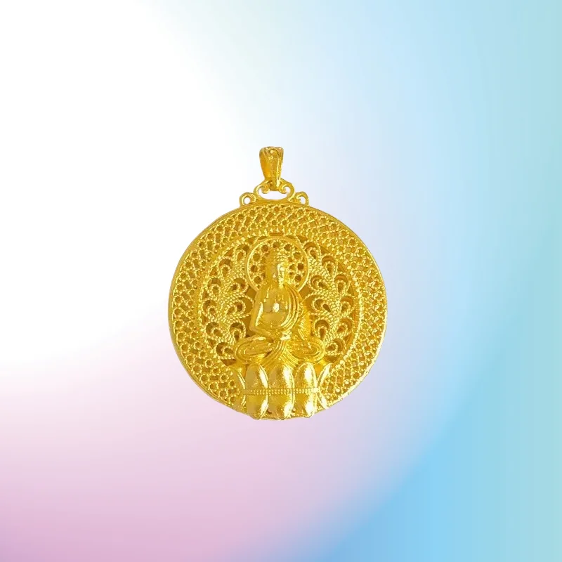 

NEW 9999 Real Gold 24K Gold Men's Gold Edition Amitabha Pendant Hollow Amitabha Necklace Pendant Buddha Pendant