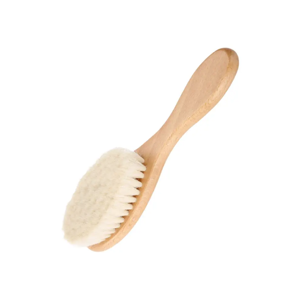 

Dense Wool Beard Brush Curved Natural Wood Handle for Men Face Clean Mustache Shower Use Household Barber Shop