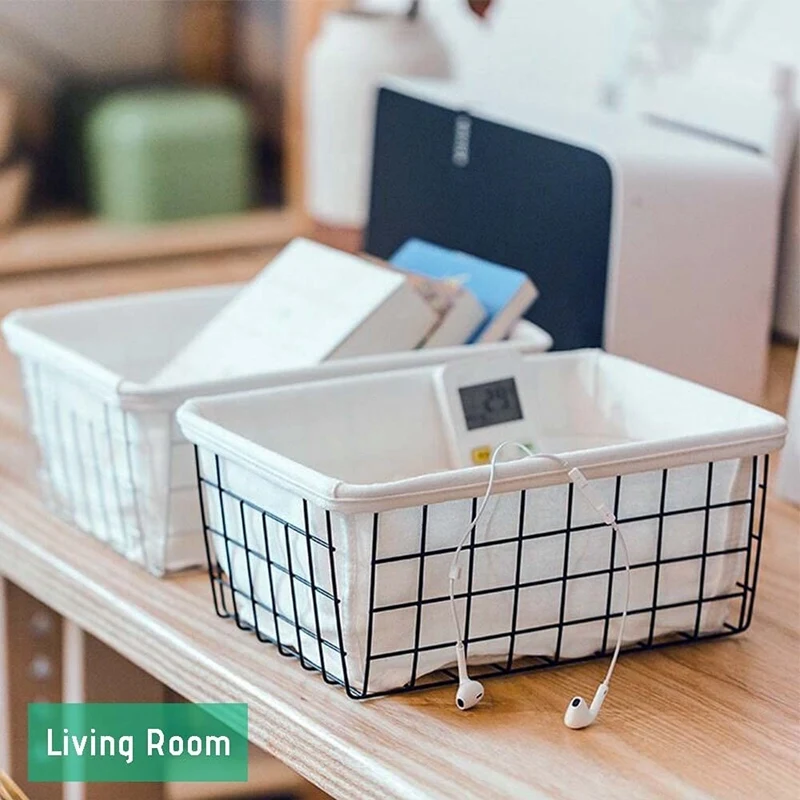 Wire Basket With Liner, 1 Pack Wire Baskets For Storage, Basket Organizer Storage Bin For Kitchen Cabinets