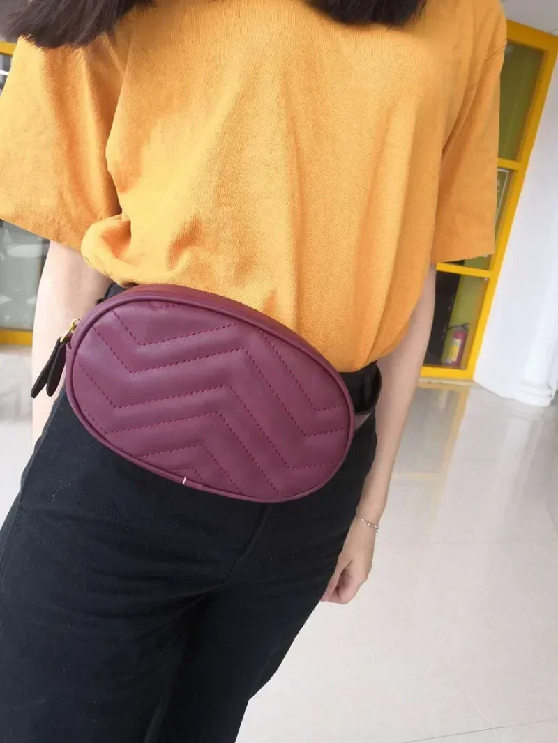 New Waist Bag Women Waist Fanny Packs Belt Bag Luxury Brand Leather Chest Handbag Rose Black High Quality Women Crossbody Bag