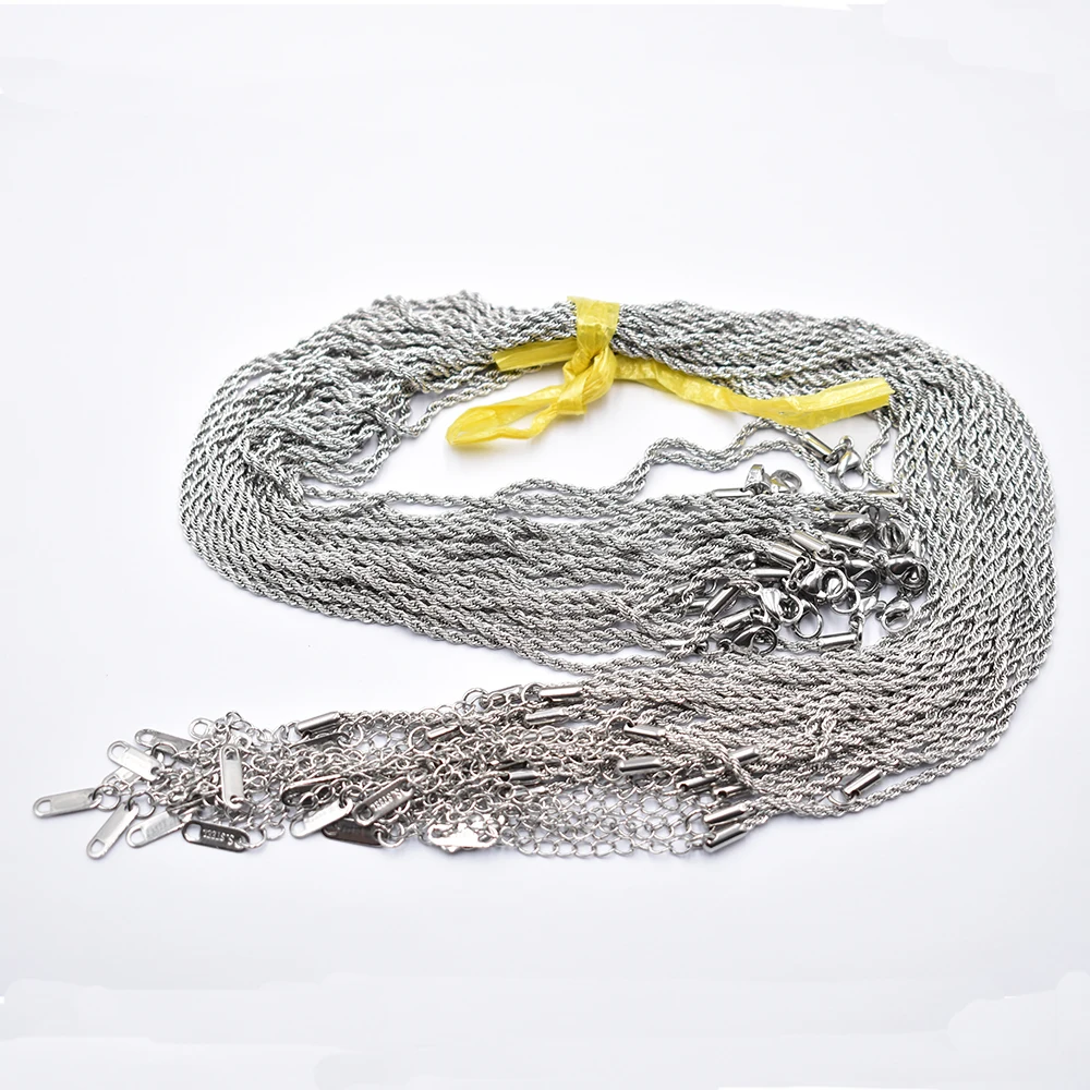 Großhandel 3mm silberfarbene Mode-Edelstahlkette 40cm+5cm Kette mit Karabinerverschluss DIY Schmuckzubehör 20-50 Stück/Lot – Detail 2